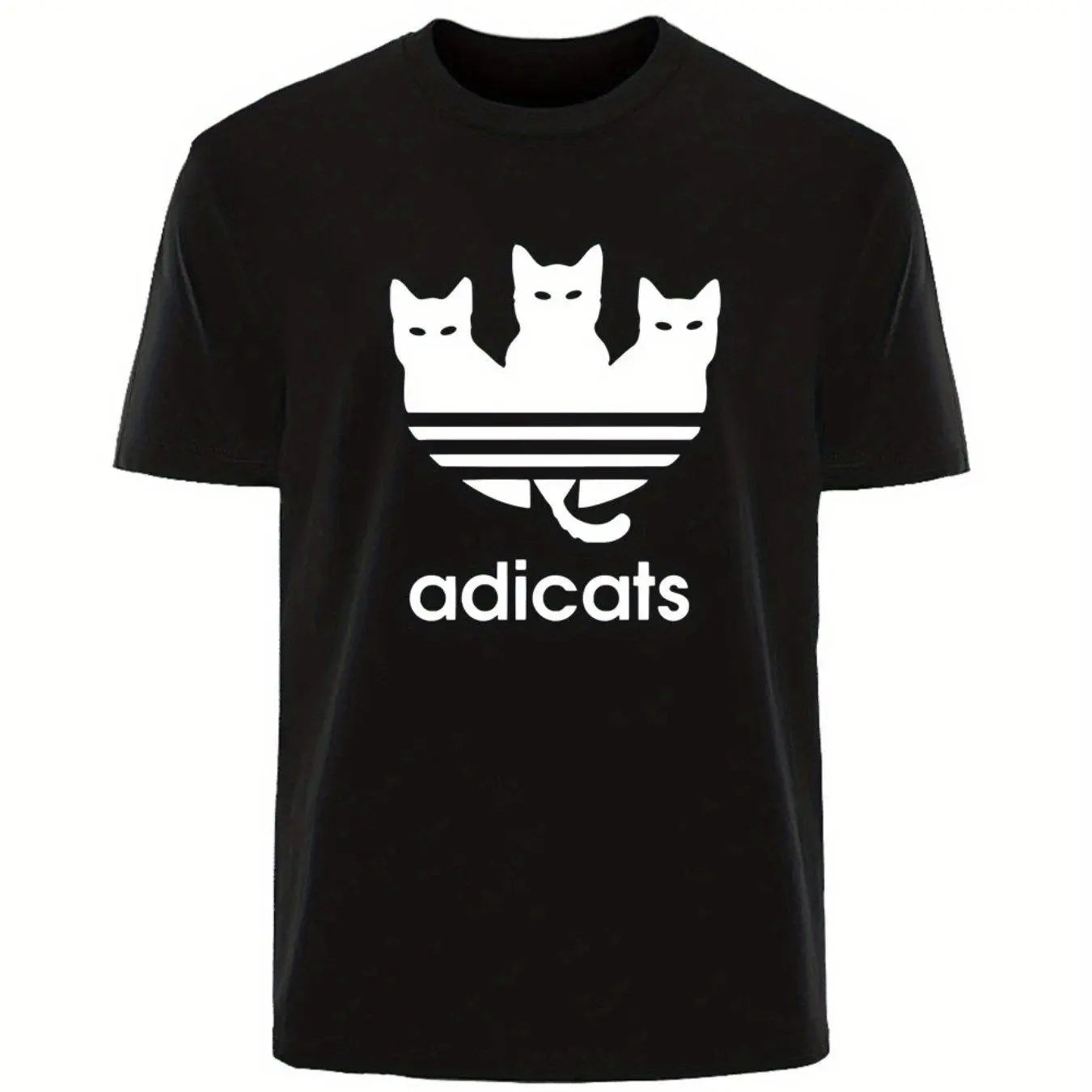 Plus Size Men's Cotton T-Shirt - Cute Three Cats Print, Breathable & Comfortable Casual Tee for Summer Outdoor Streetwear Black - Tophatter Daily Deals