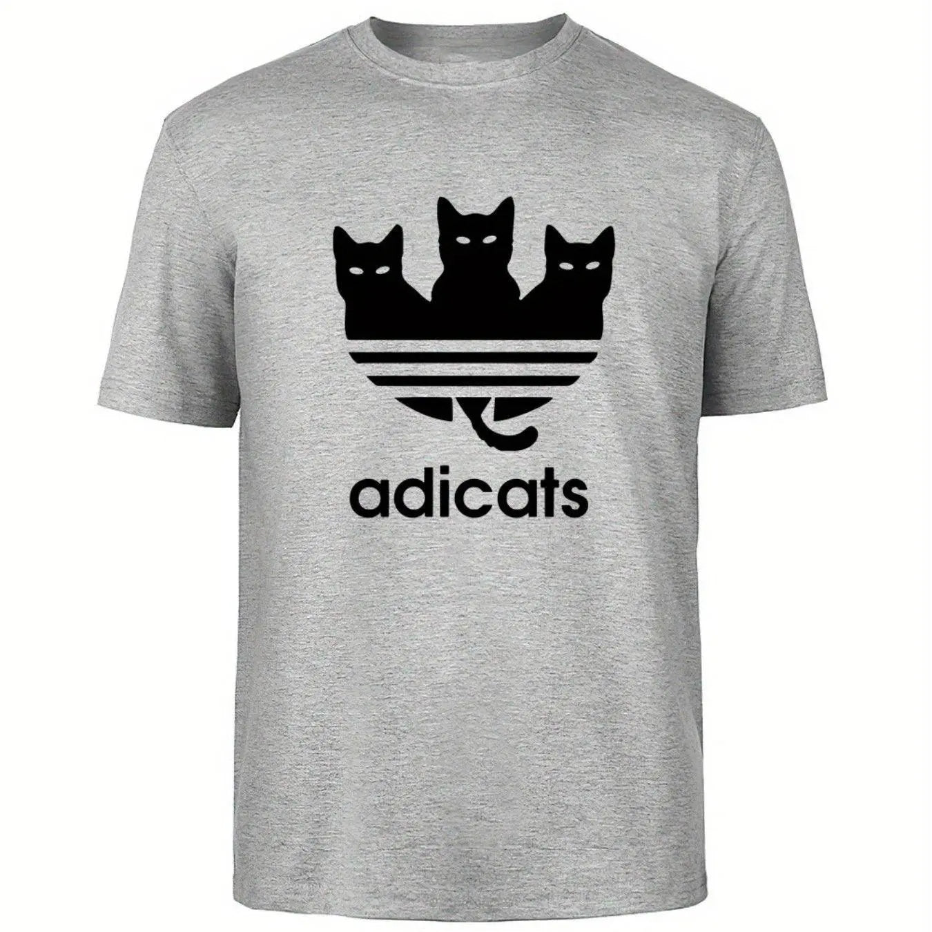 Plus Size Men's Cotton T-Shirt - Cute Three Cats Print, Breathable & Comfortable Casual Tee for Summer Outdoor Streetwear grey - Tophatter Daily Deals