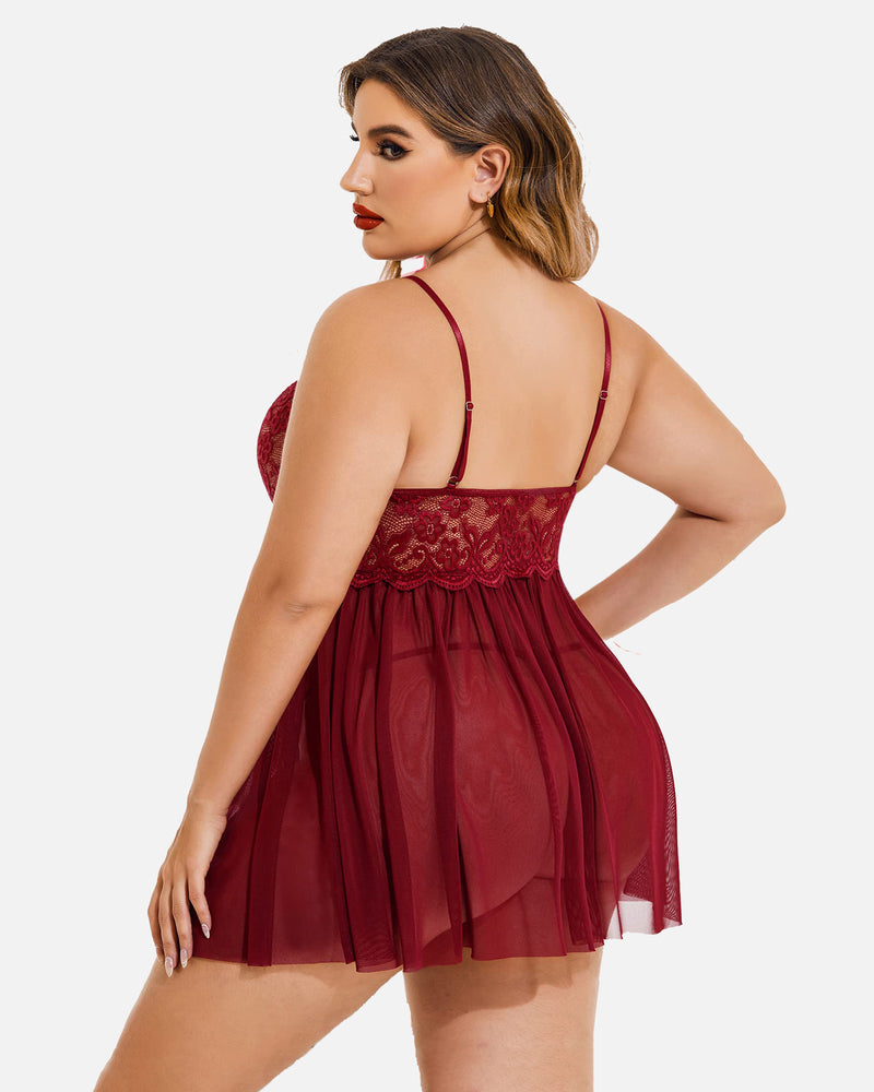Christmas Plus Size Lace Babydoll Lingerie Sets-Plus size - Tophatter Daily Deals