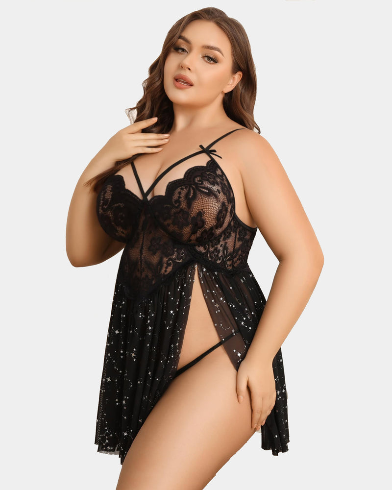 Christmas Plus Size Lace Babydoll Lingerie Sets-Plus size - Tophatter Daily Deals