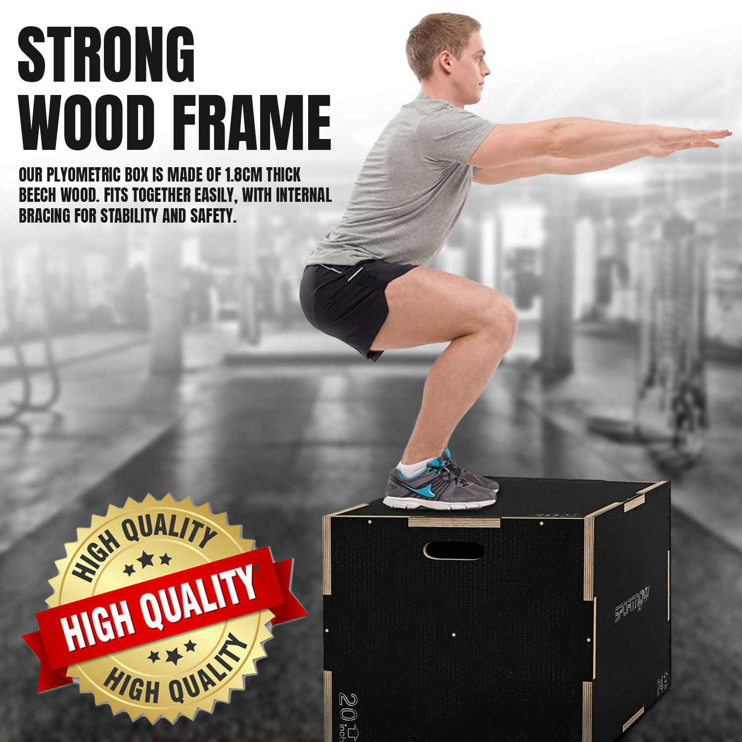 Plyometrics Jump Box – 3-in-1 Wooden Plyo Box for Explosive Training & HIIT Workouts Exercise & Fitness - Tophatter Daily Deals