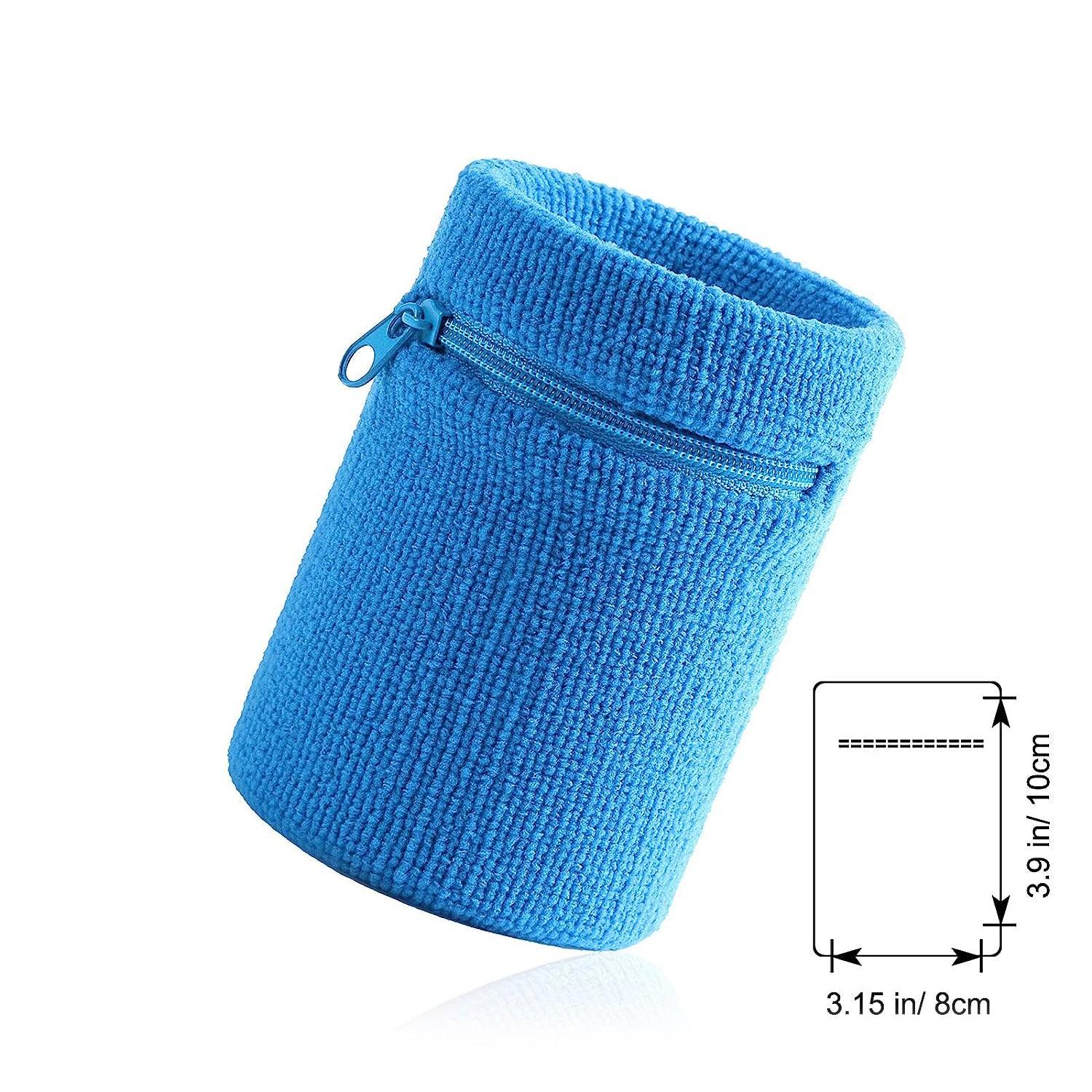 Wrist Wallet for Runners - Pocket Wrist Wallet Pouch Bag Band Zipper for Running Blue Exercise Bands - Tophatter Daily Deals
