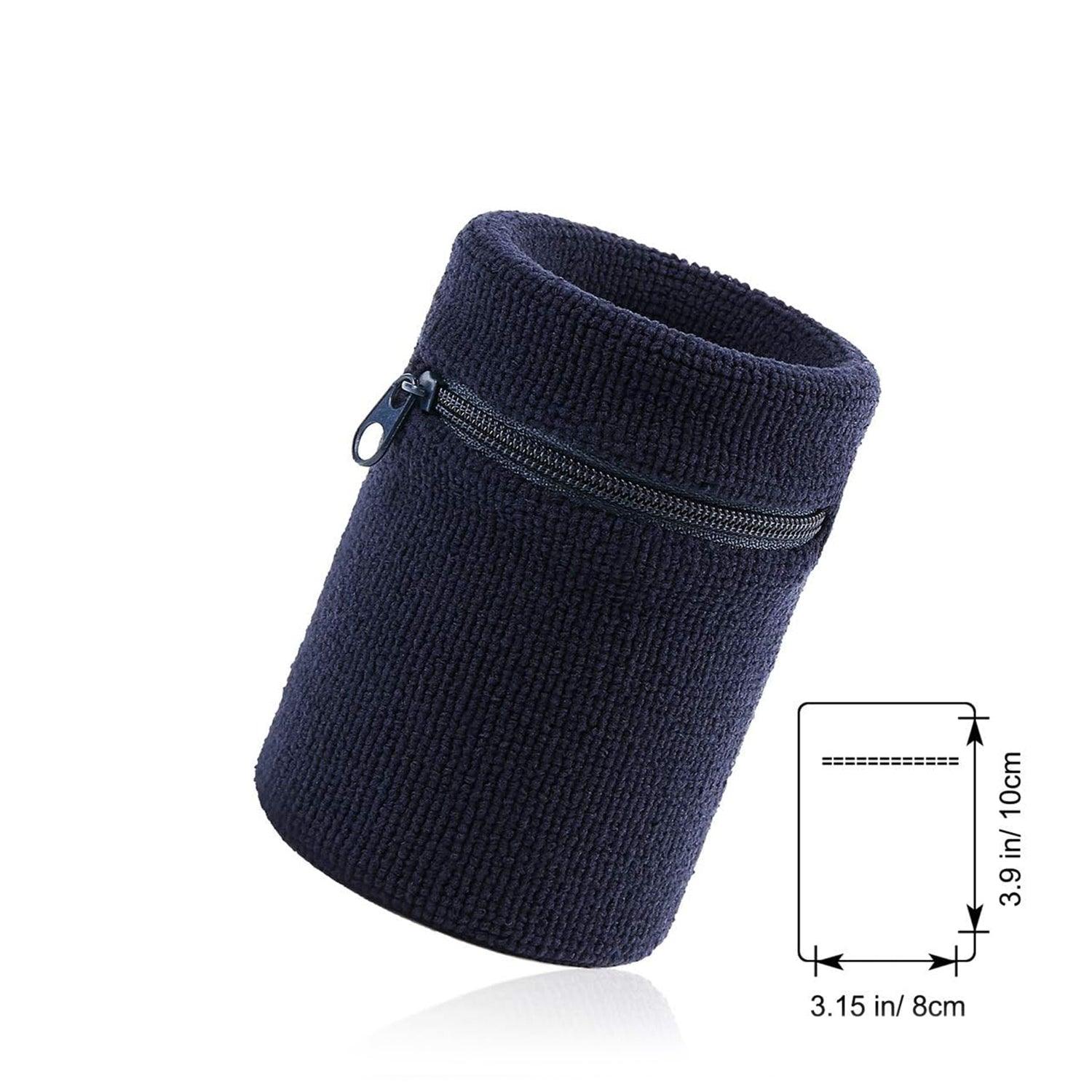 Wrist Wallet for Runners - Pocket Wrist Wallet Pouch Bag Band Zipper for Running Navy Exercise Bands - Tophatter Daily Deals