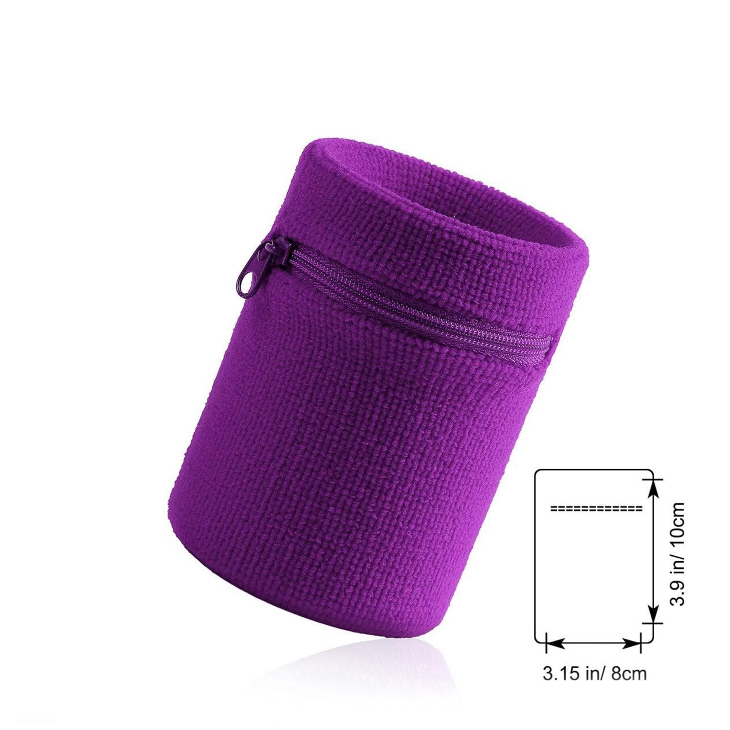 Wrist Wallet for Runners - Pocket Wrist Wallet Pouch Bag Band Zipper for Running Purple Exercise Bands - Tophatter Daily Deals