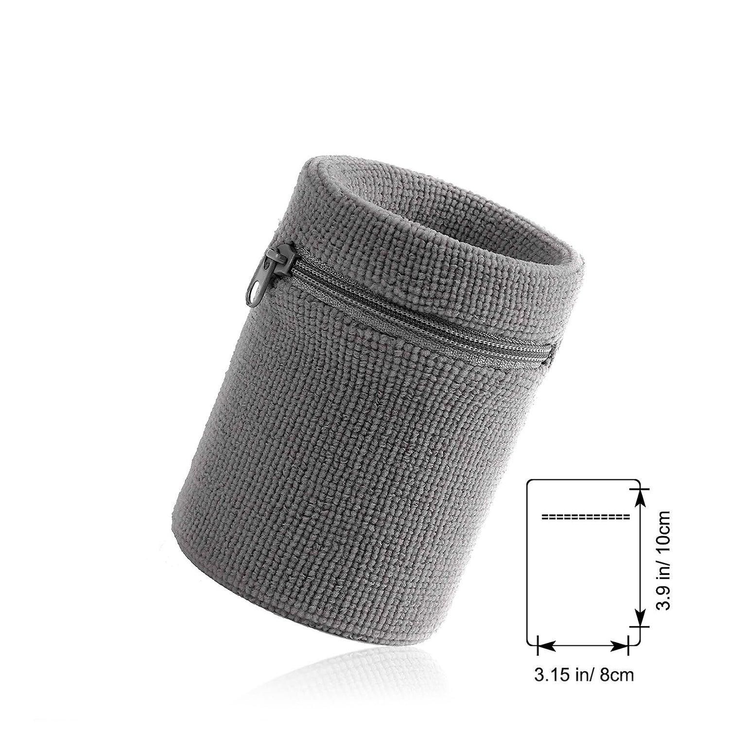 Wrist Wallet for Runners - Pocket Wrist Wallet Pouch Bag Band Zipper for Running Grey Exercise Bands - Tophatter Daily Deals