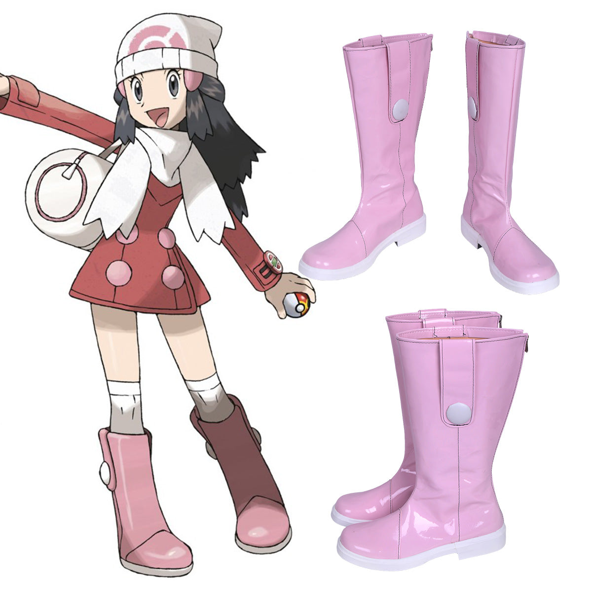 Pokemon Monster Dawn Pink Shoes Cosplay Boots Shoes/Boots - Tophatter Daily Deals