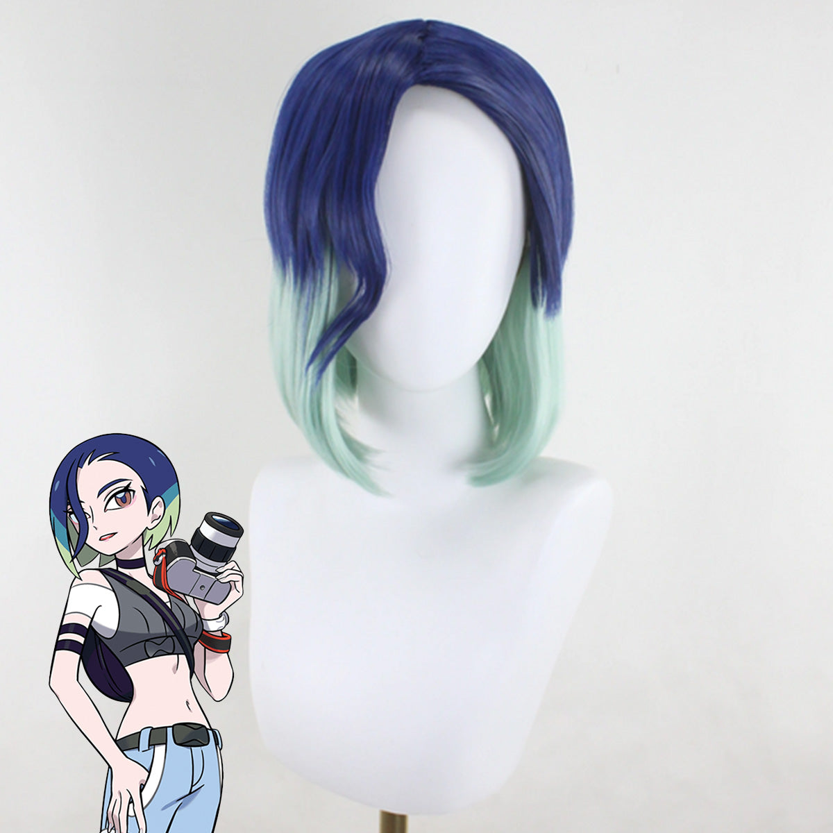 Pokemon Scarlet and Violet The Hidden Treasure of Area Zero Perrin Blue Green Cosplay Wig Wig - Tophatter Daily Deals