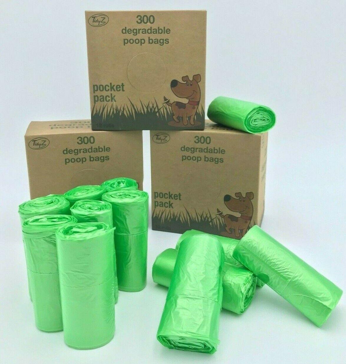 Compostable Dog Poop Bags - 12 rolls Degradable Poo Bags Pocket Size With Tie Handles Pet Products - Tophatter Daily Deals