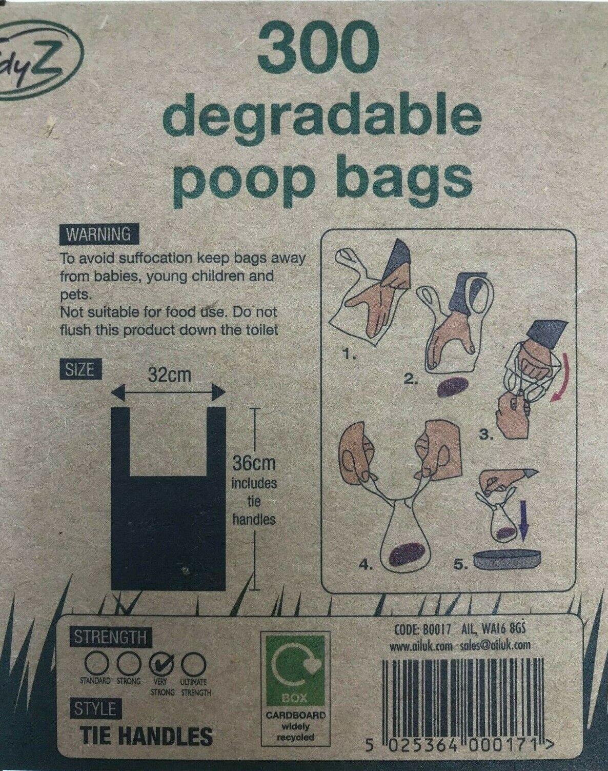 Compostable Dog Poop Bags - 12 rolls Degradable Poo Bags Pocket Size With Tie Handles Pet Products - Tophatter Daily Deals
