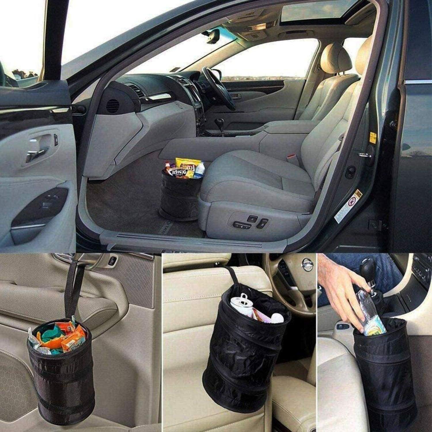 Mini Car Bin - Pop Up Black Storage Dustbin Foldable Travel Mini Rubbish Waste Basket Exercise & Fitness - Tophatter Daily Deals