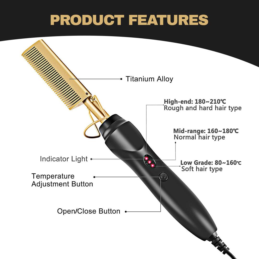 Straightening Hot Comb - Professional Press Comb Straightener Hot Comb Hair Hot Comb Electric Hot Comb UK Personal Care - Tophatter Daily Deals