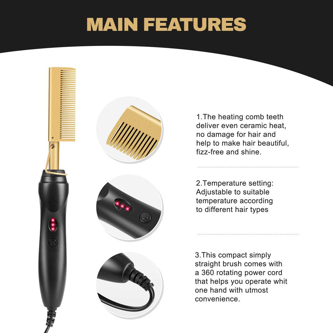 Straightening Hot Comb - Professional Press Comb Straightener Hot Comb Hair Hot Comb Electric Hot Comb UK Personal Care - Tophatter Daily Deals
