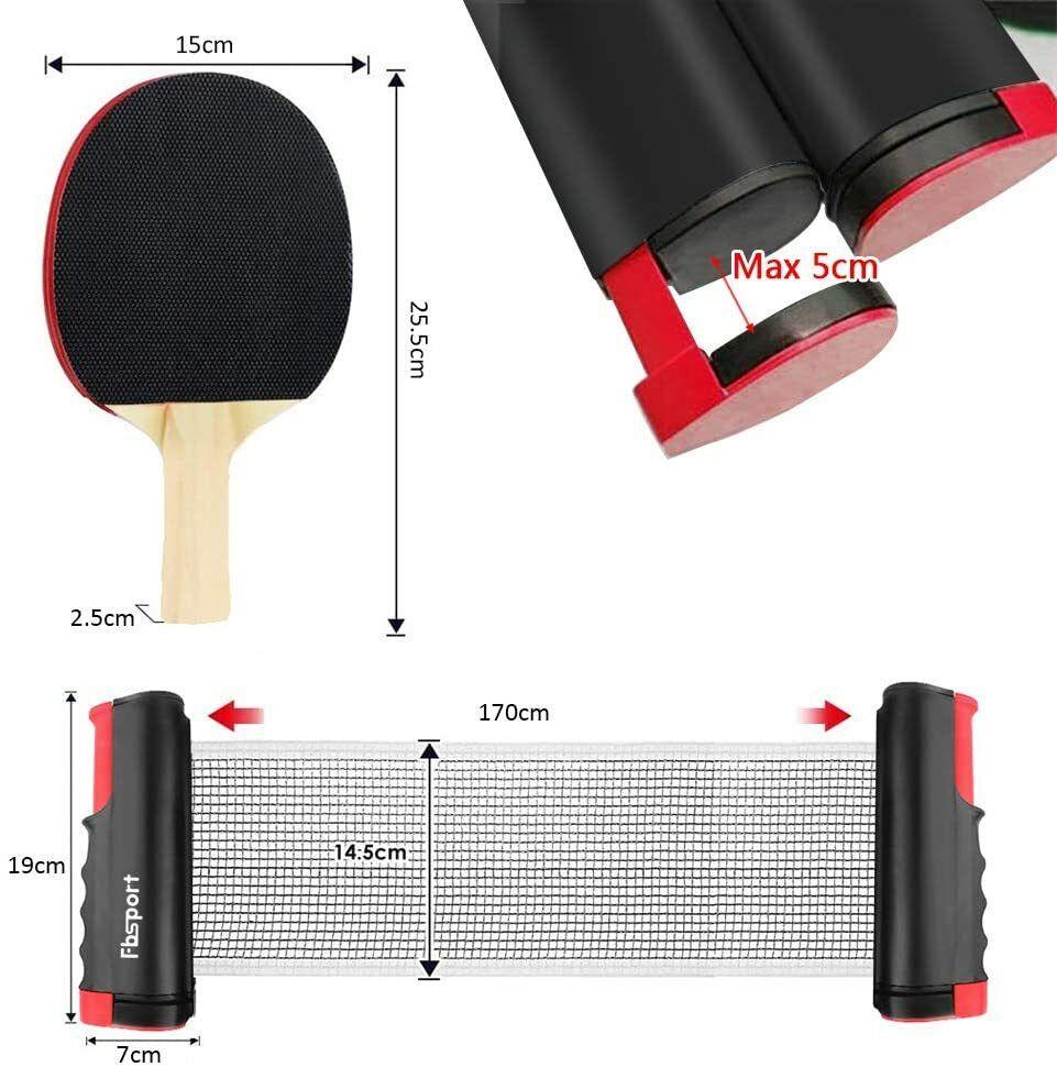 Table Tennis Equipment UK - Portable Table Tennis Bats Blade Set Retractable Net 3 Ping Pong Balls Durable Sports & Outdoor - Tophatter Daily Deals