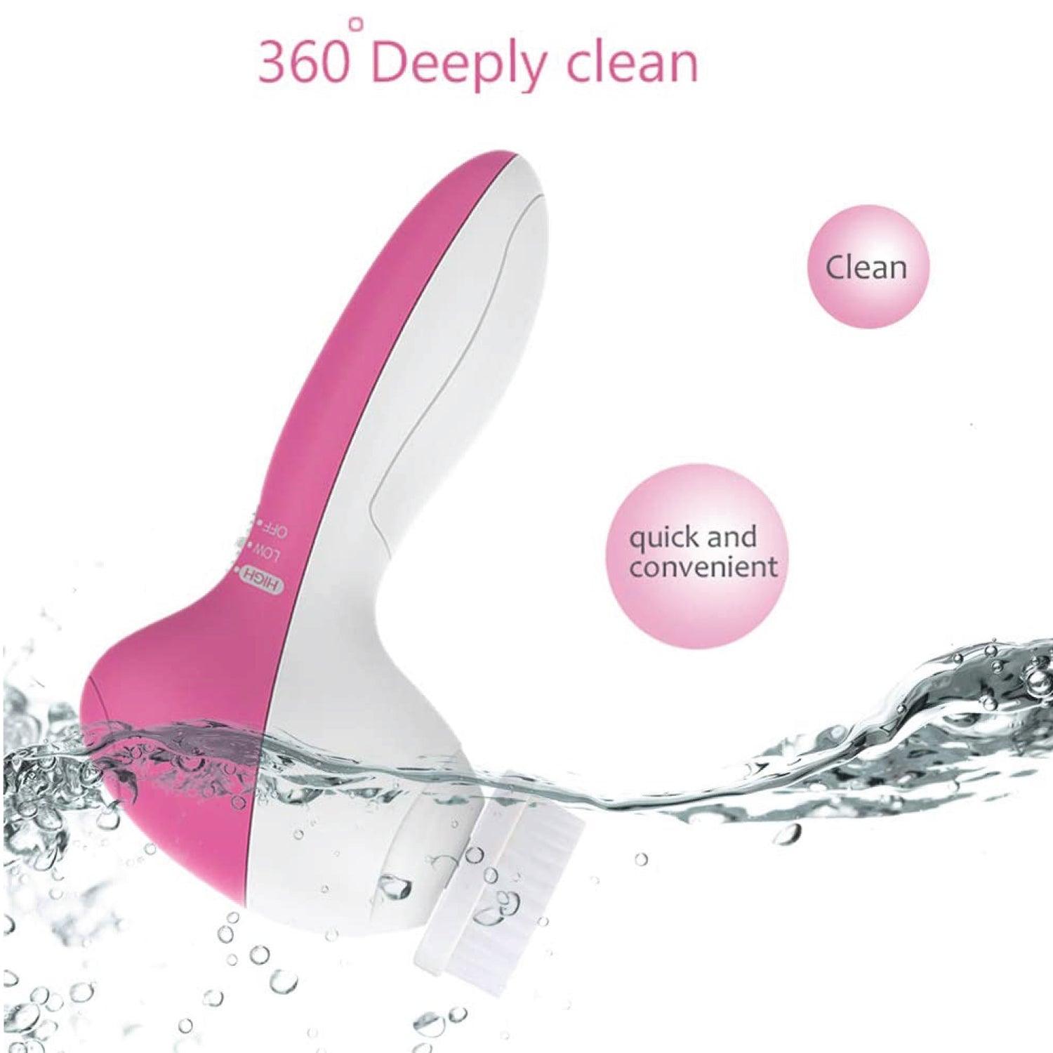 Facial Cleansing Brush - 5 in 1 Electric Facial Cleaner Wash Face Brusher Hand Skin Exfoliation Massager Personal Care - Tophatter Daily Deals