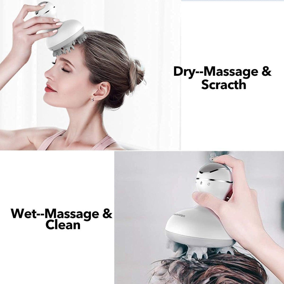Electric Scalp Massager - 4 Replacement Massage Heads Portable Head Scratcher with Tissue Kneading Nodes Personal Care - Tophatter Daily Deals