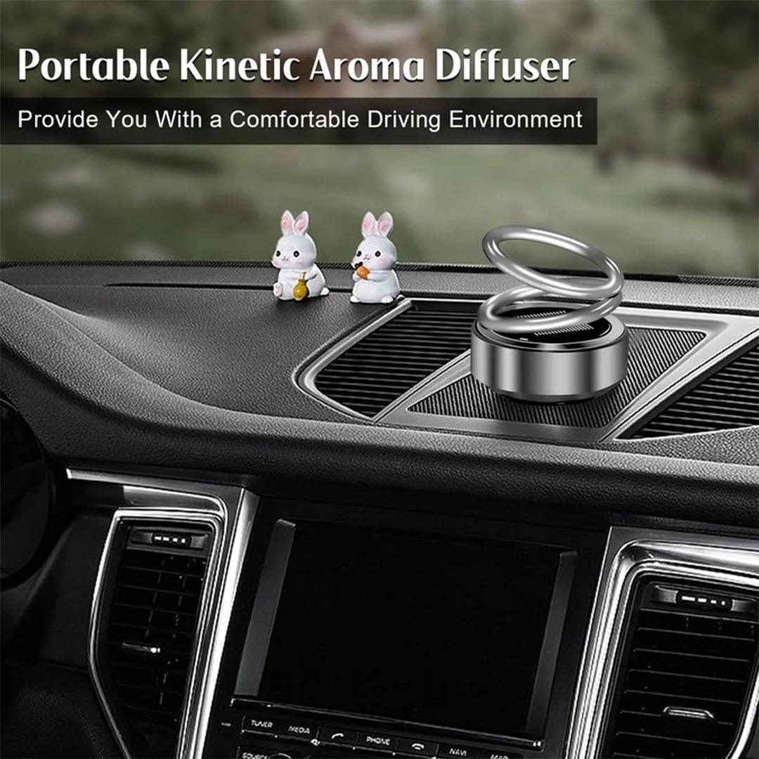 Portable Kinetic Heater - Mini Car Air Fresheners Auto Rotating Double Ring Solar Aromatherapy Perfume Diffuser Car Accessories - Tophatter Daily Deals