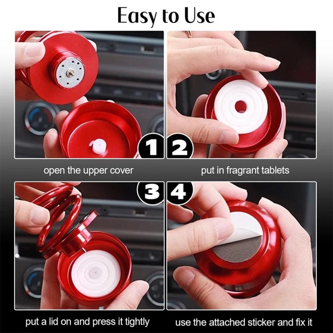 Portable Kinetic Heater - Mini Car Air Fresheners Auto Rotating Double Ring Solar Aromatherapy Perfume Diffuser Car Accessories - Tophatter Daily Deals
