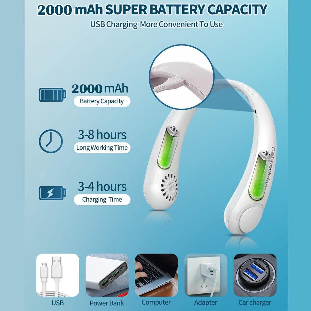 Best Neck Fan UK - Portable Neck Fan Mini USB Rechargeable Lazy Neckband Bladeless Cooler Apparel & Accessories - Tophatter Daily Deals