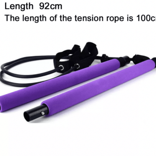 Pilates Exercise Bar - Portable Pilates Bar Kit with Resistance Bands Workout Bar Gym Stick Purple Sports Toys - Tophatter Daily Deals