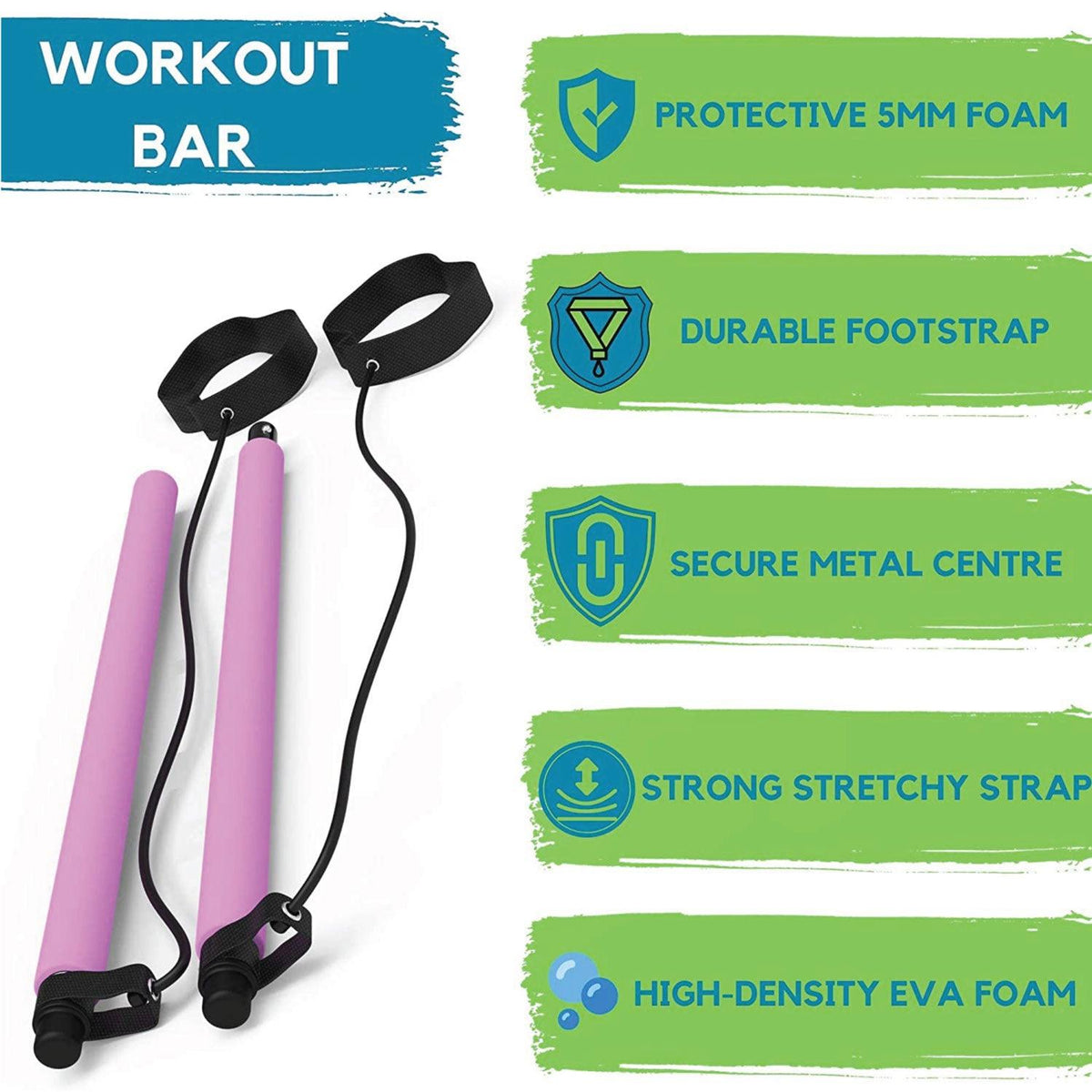 Pilates Exercise Bar - Portable Pilates Bar Kit with Resistance Bands Workout Bar Gym Stick Sports Toys - Tophatter Daily Deals