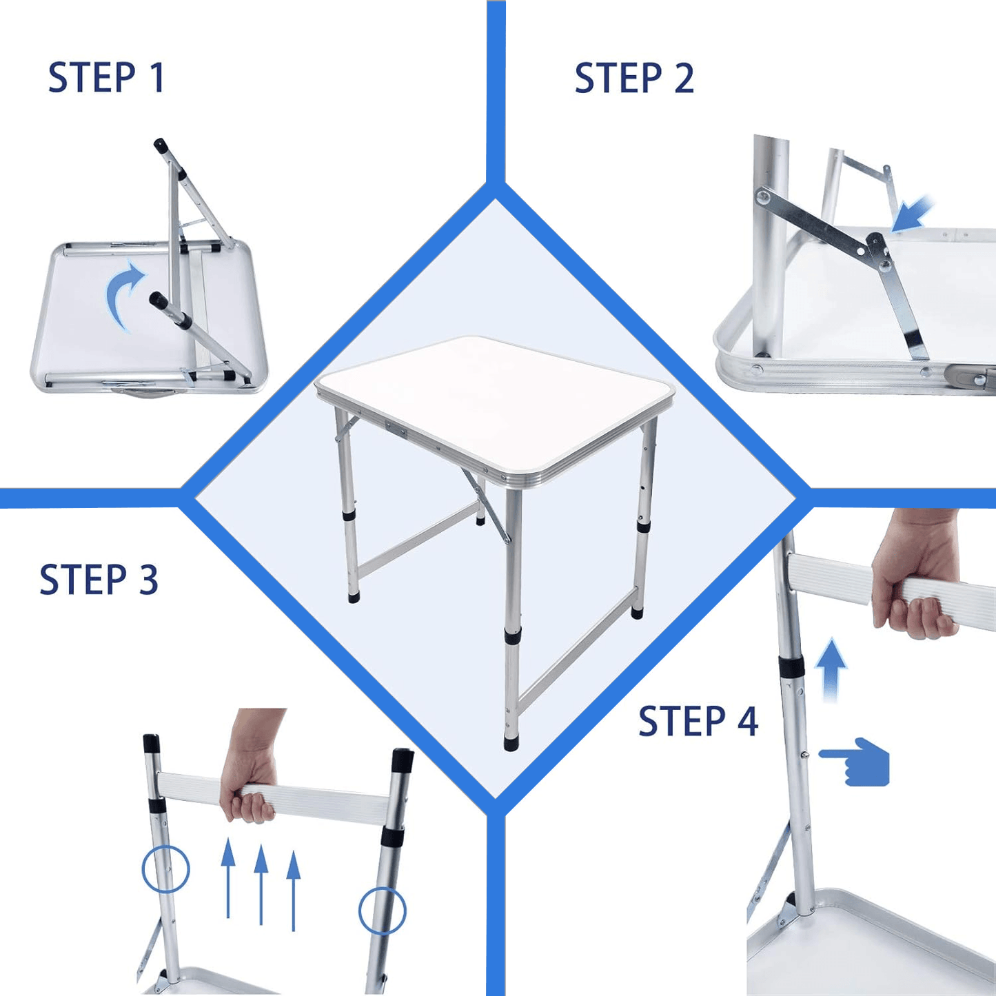 Aluminium Foldable Camping Table - Portable Outdoor Picnic & BBQ Table with Carry Handle Outdoor Recreation - Tophatter Daily Deals