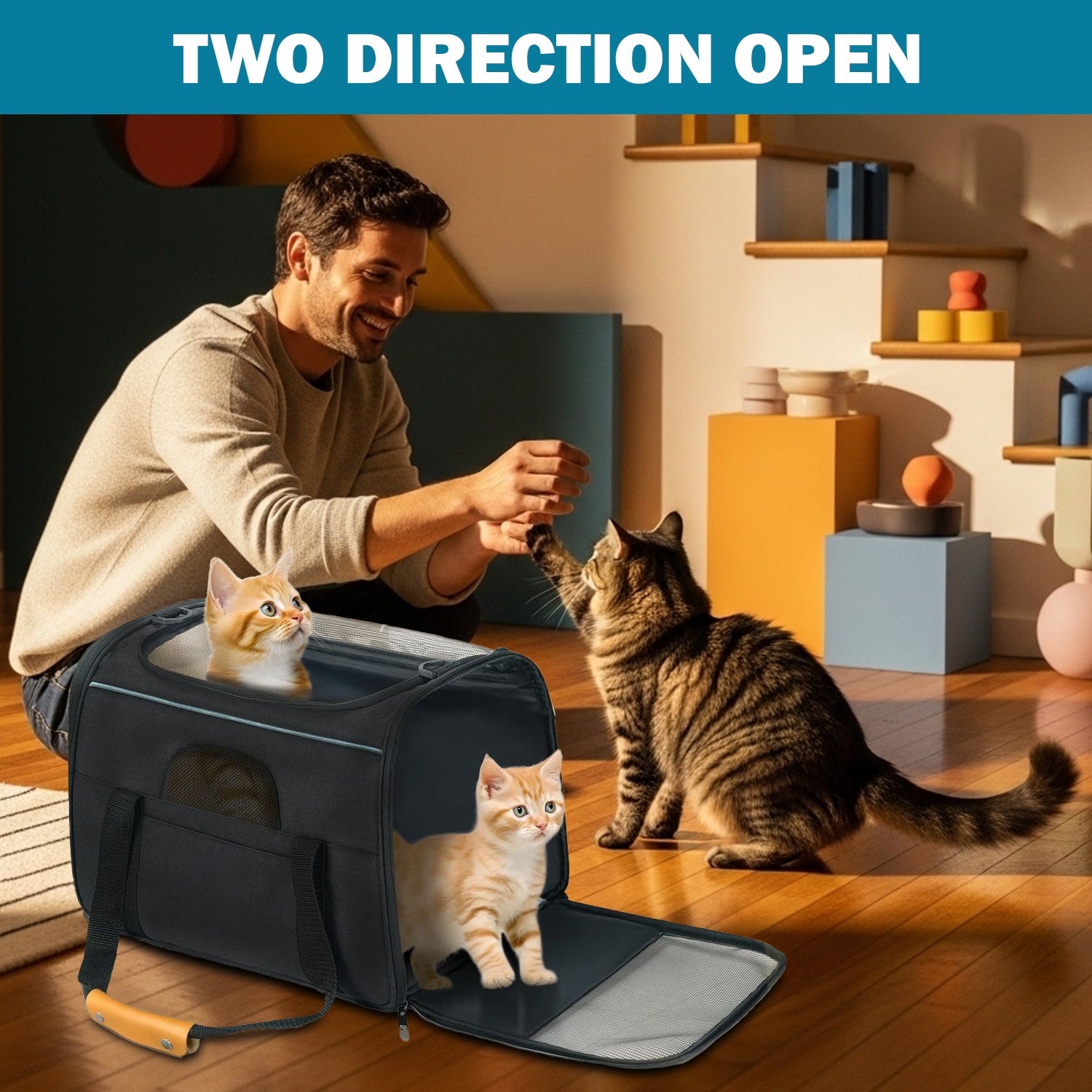 Pet Carrier Bag - Breathable Small Travel Cage with Adjustable Shoulder Strap and Bowl Pet carrier bag - Tophatter Daily Deals