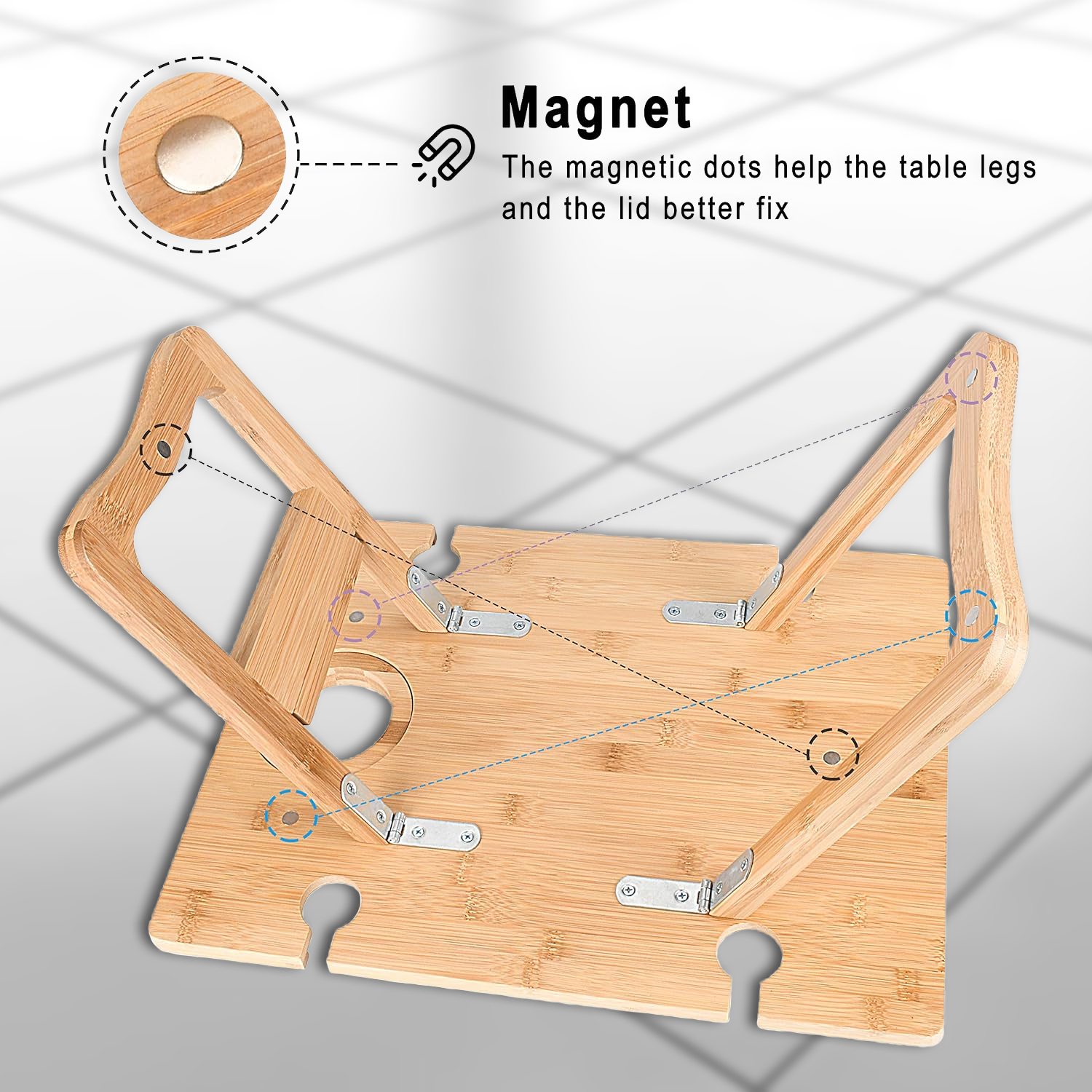 Wine Picnic Table – Portable Wooden Table with Glass Holders for Outdoor Use Wine picnic table - Tophatter Daily Deals