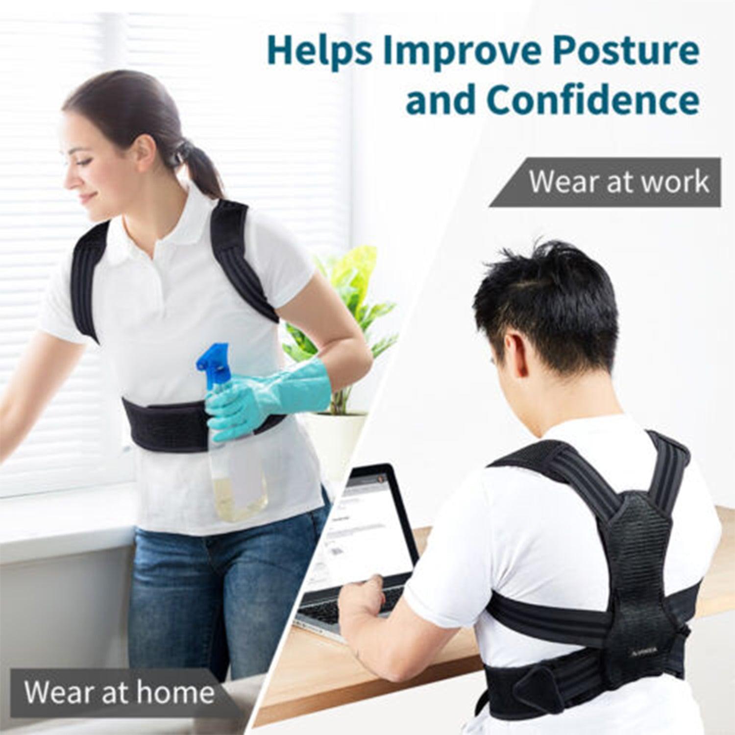 Support Belt for Low Back Pain - Posture Corrector Spine Back Support Pain Relief for Neck Back Shoulders Personal Care - Tophatter Daily Deals