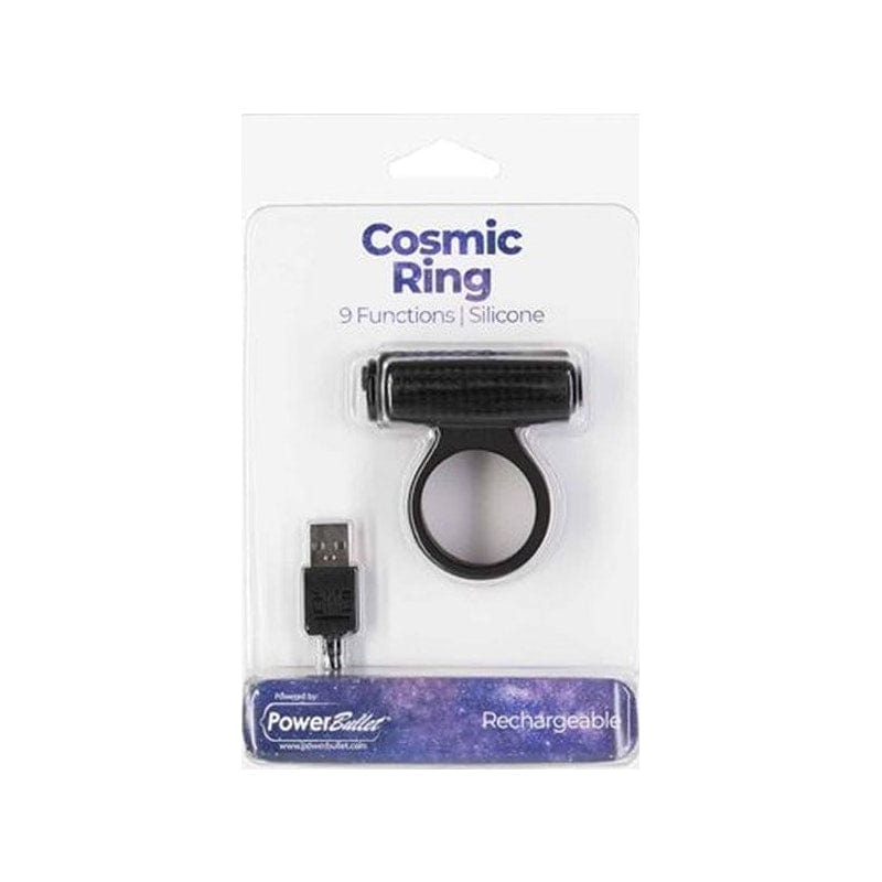 Power Bullet Cosmic Cock Ring w Bullet Black > Cock Ring > Vibrating - Tophatter Daily Deals