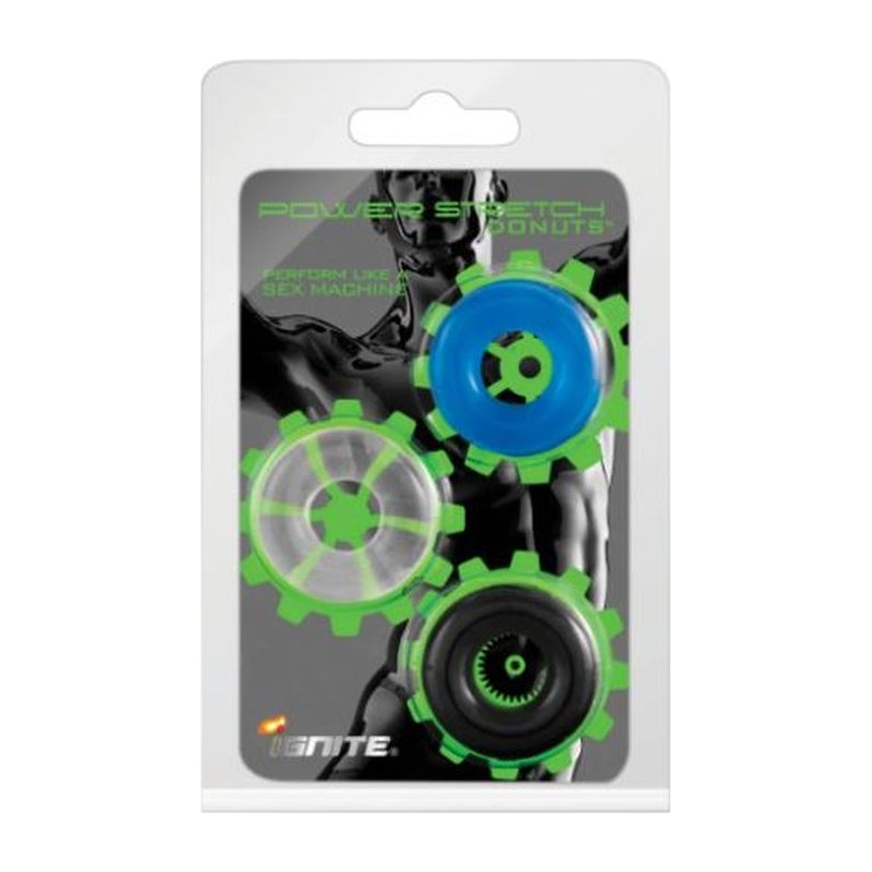 Power Stretch Donuts 3 Pc Multi Colour Cock Ring Set > Cock Ring > Sets - Tophatter Daily Deals