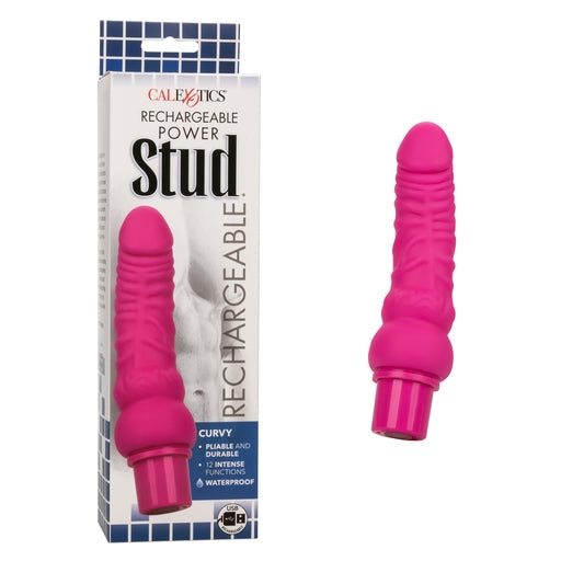 Power Stud Curvy Vibrator Pink Flexible Silicone 12 Functions Waterproof > Vibrators > Realistic Vibrators - Tophatter Daily Deals