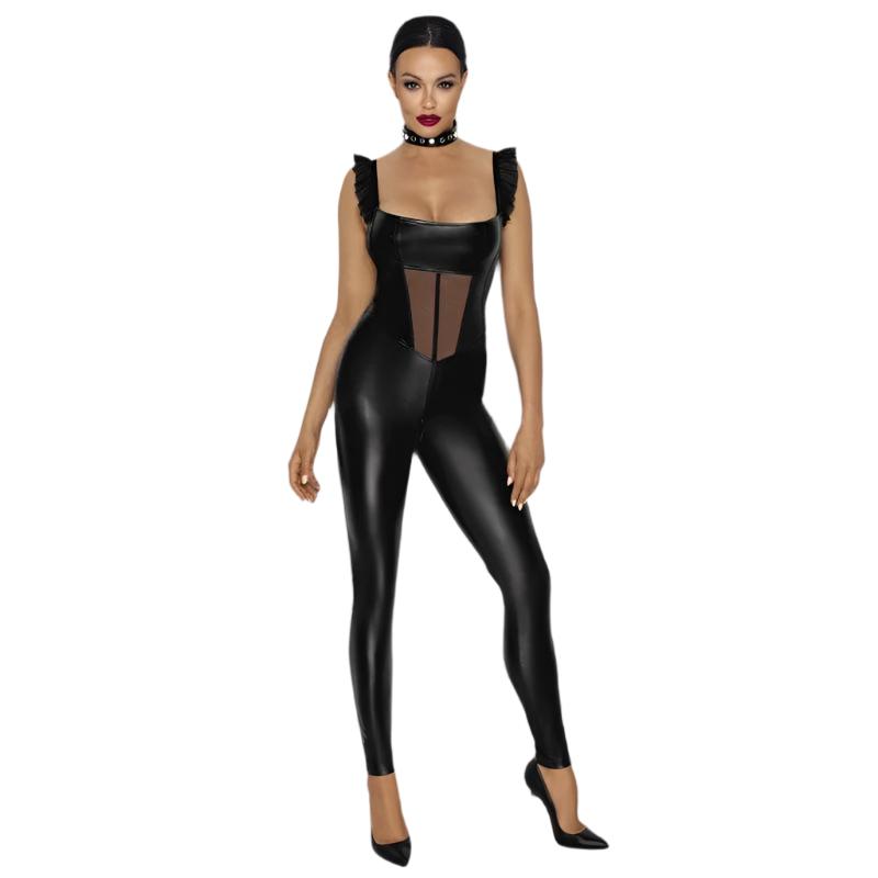 Power Wetlook Overall with Tulle Panel > Clothes > Womens Latex - Tophatter Daily Deals