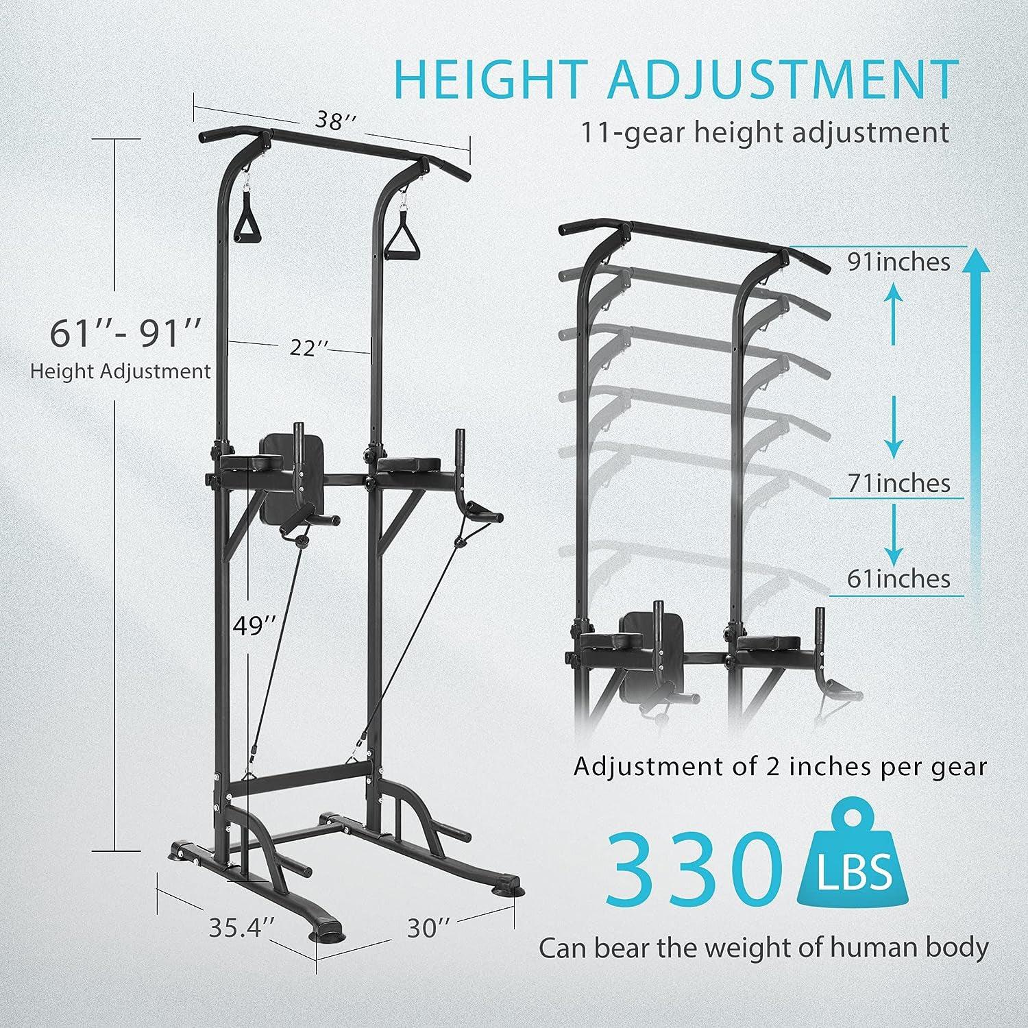 Workout Stand Pullup and Dip Bar - Power Tower Pull Up Chinning Dip Station Knee Raise Exercise & Fitness - Tophatter Daily Deals