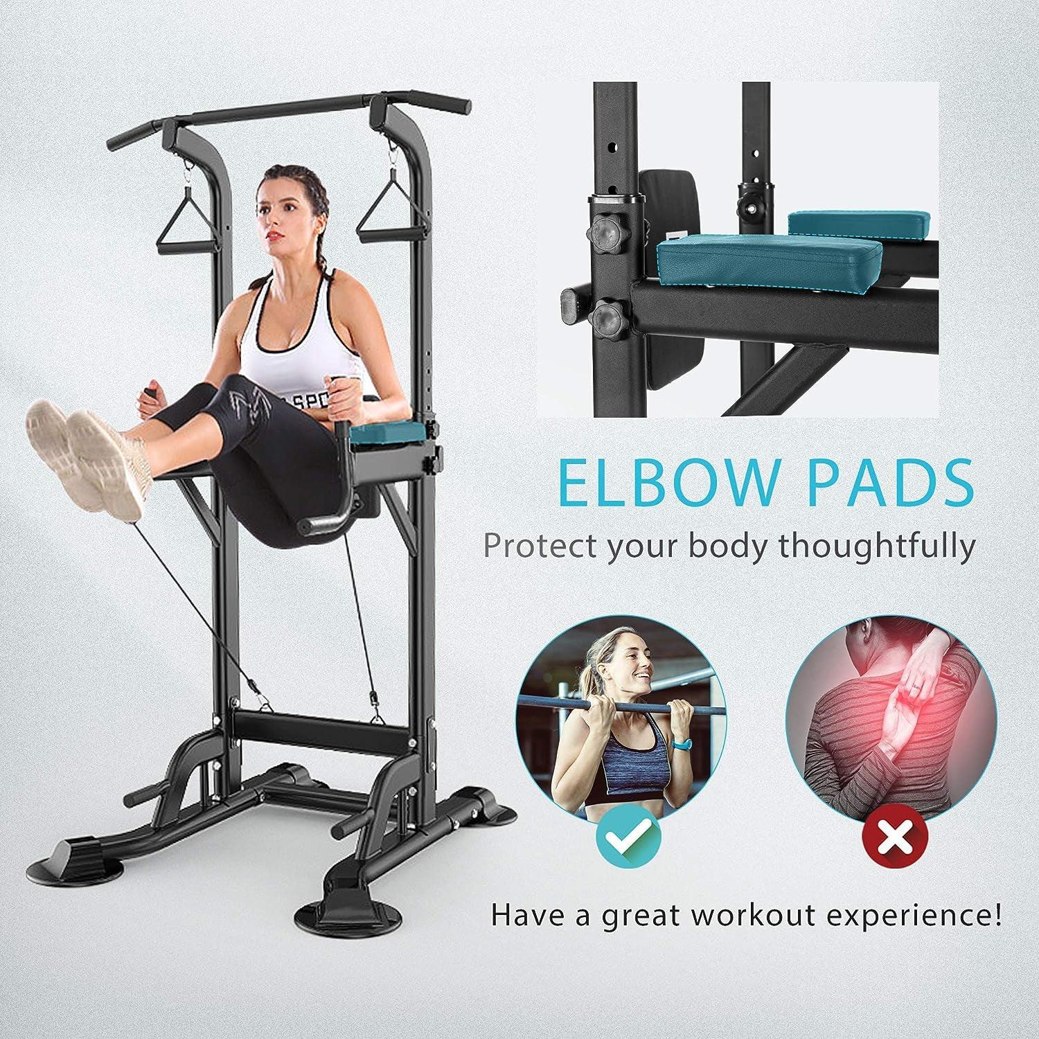 Workout Stand Pullup and Dip Bar - Power Tower Pull Up Chinning Dip Station Knee Raise Exercise & Fitness - Tophatter Daily Deals