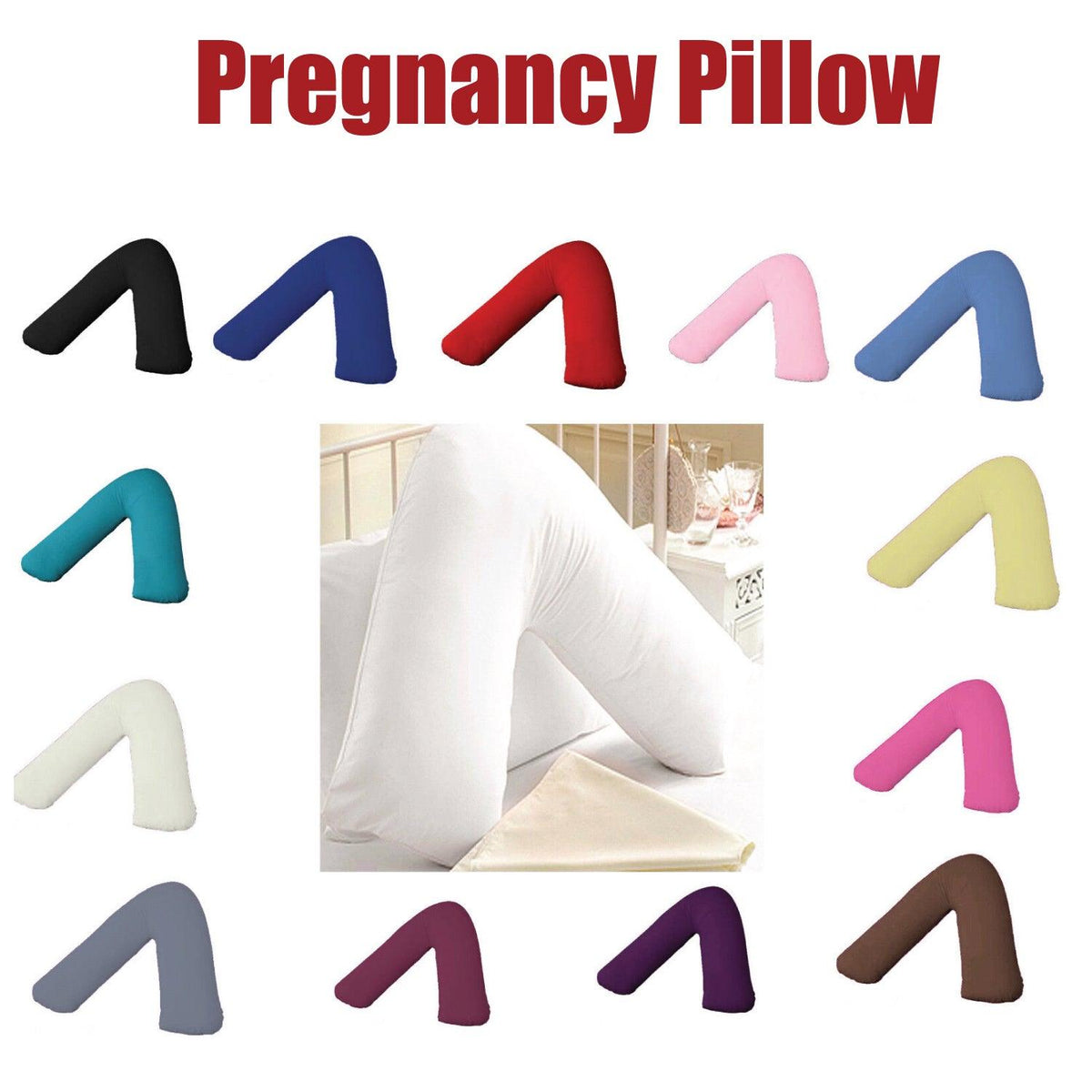 V Shape Pillow Case - Anti Allergy Triangle Pillow for Nursing, Maternity & Pregnancy – Extra Hollowfibre Cushioning to Supports Neck Head Pillows - Tophatter Daily Deals