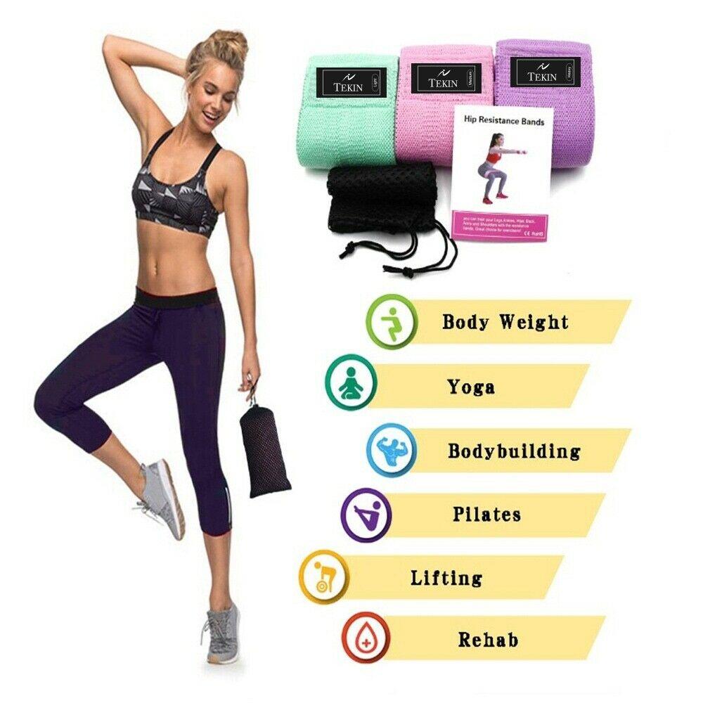 Yoga Stretch Bands - Premium Fabric Resistance Bands for Exercise Yoga - Tophatter Daily Deals
