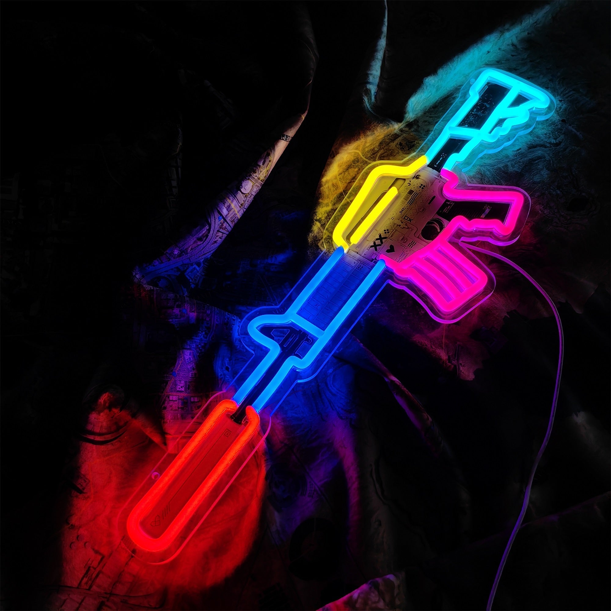 M4A1-S Printstream Rifle Neon Light Wall Decor - Tophatter Daily Deals