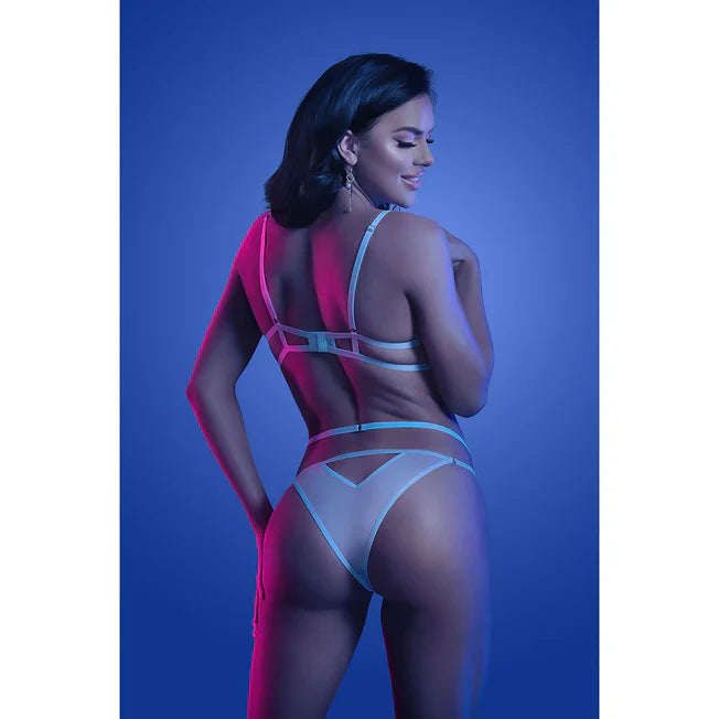 Prismatic Iridescent Glow In The Dark Cut-Out Cup Bra & Cage Panty- All Sizes - Tophatter Daily Deals