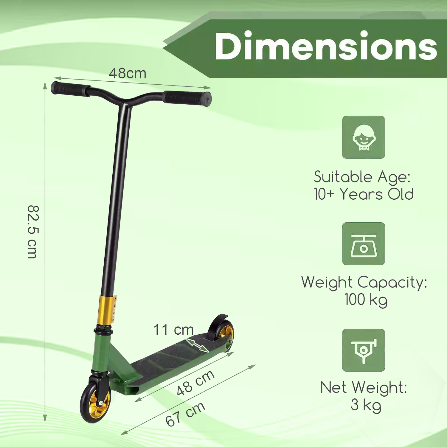 Kids Stunt Scooter – Lightweight Trick Scooter with Durable Deck & 2 PU Wheel Outdoor Recreation - Tophatter Daily Deals