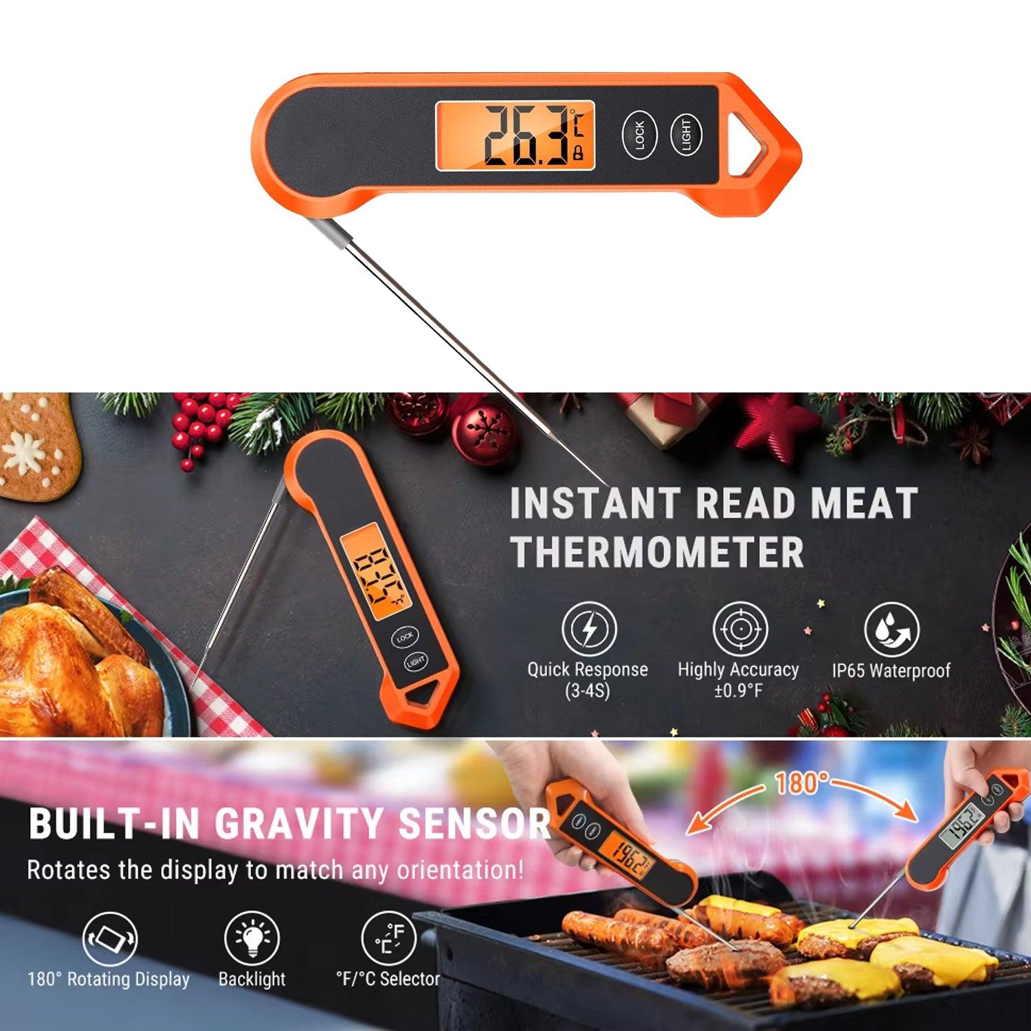 Food Cooking Thermometer - Digital Meat Thermometer for Cooking with Ambidextrous Backlit, Waterproof Meat Thermometer Probe for Kitchen Food Temperature BBQ Grill Smoker Oil Fry Candy Instant Read Thermometer Tools - Tophatter Daily Deals
