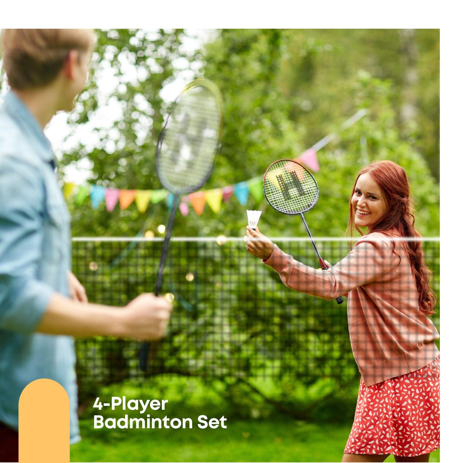 Badminton Sets for Garden - 4 Player Racket Shuttlecock Poles Net Bag Garden Game Sports & Outdoor - Tophatter Daily Deals