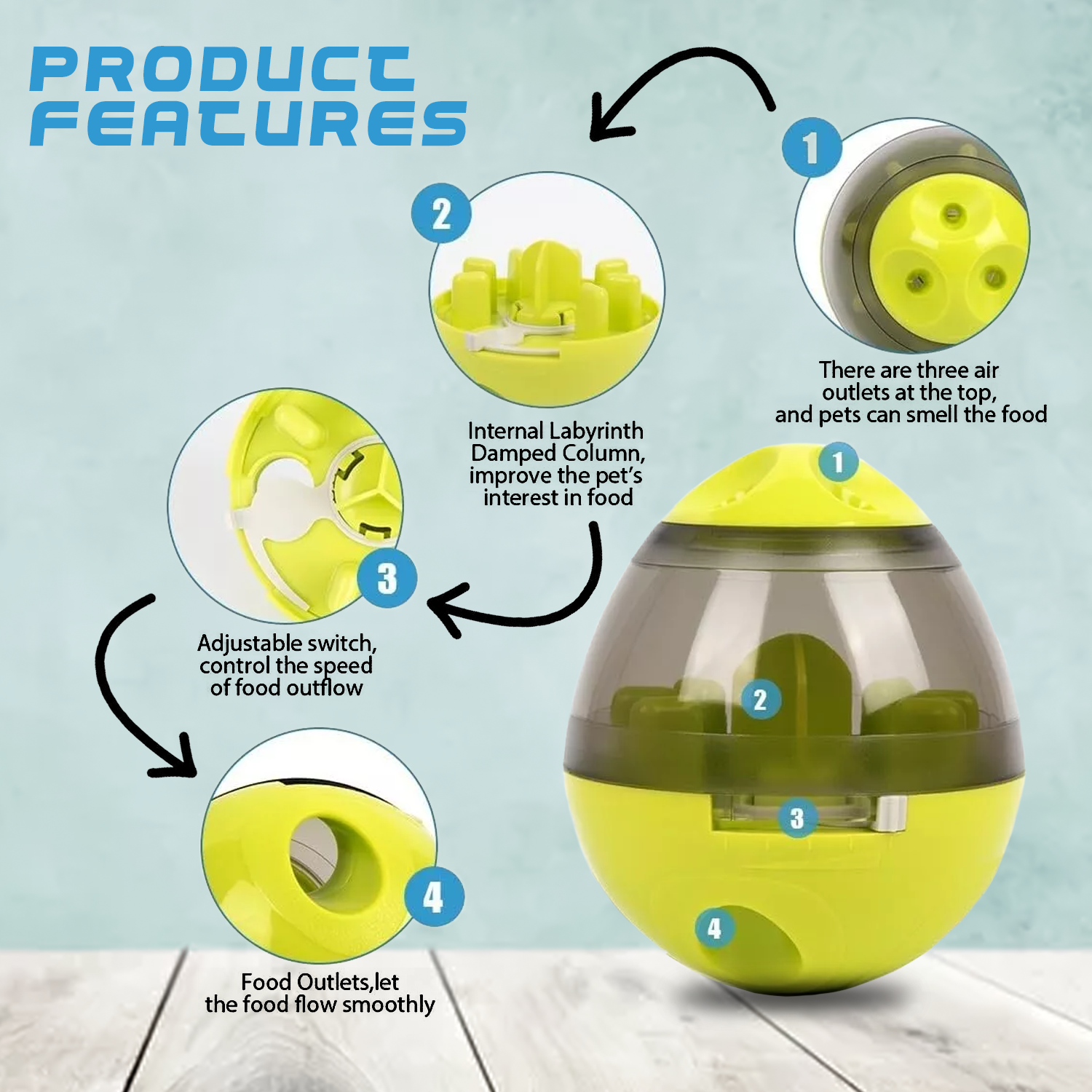 Automatic Dog Food Feeder - Pet Food Ball Interactive Toy Spill Treat Dispensing Bowl Feeder Breaker Cat pet - Tophatter Daily Deals