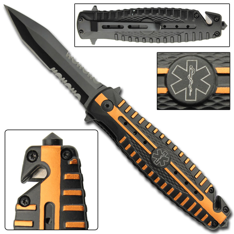 Protocol EMT Spring Assist Tactical Rescue Knife - TOPHATTER'S ARMORY DEALS Collectible Weapons - Tophatter Daily Deals
