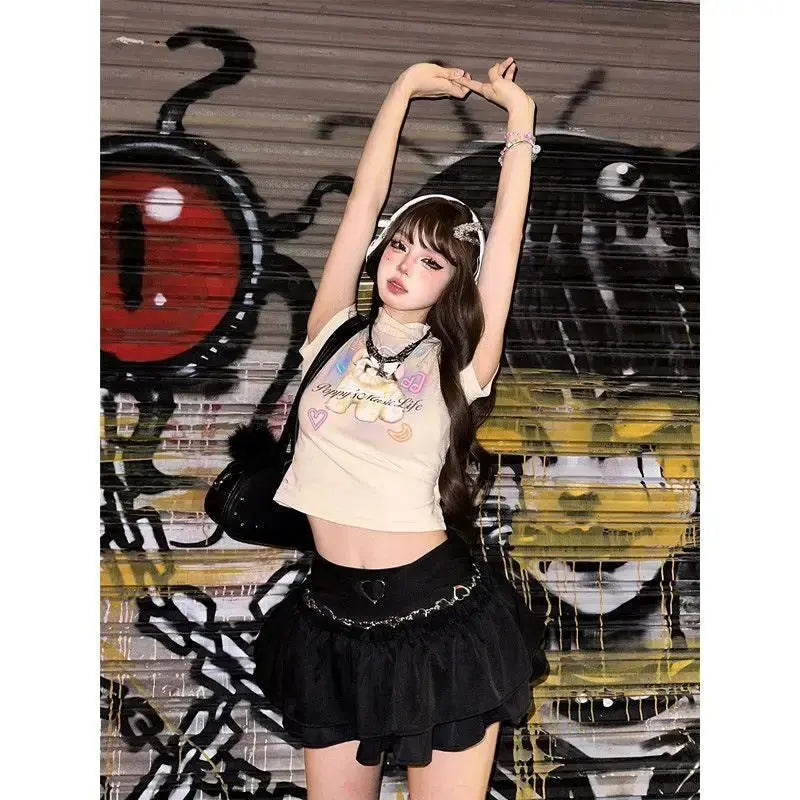 Puffy Cake Skirts Women Ruffles Chic Popular Sweet Spicy Girls Gothic All-match Korean Fashion Streetwear Summer Popular Y2k - Tophatter Daily Deals