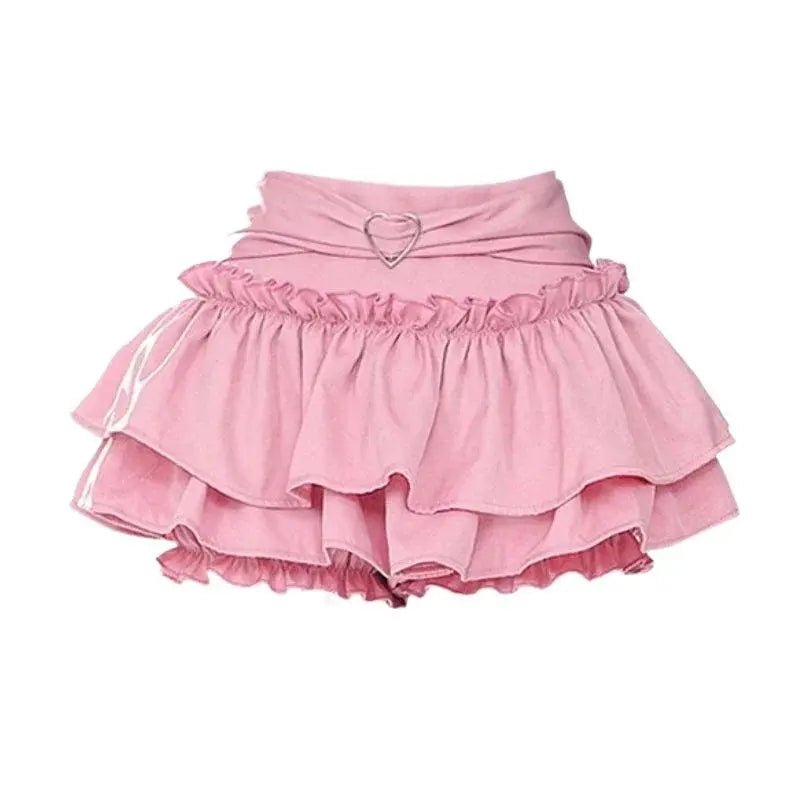 Puffy Cake Skirts Women Ruffles Chic Popular Sweet Spicy Girls Gothic All-match Korean Fashion Streetwear Summer Popular Y2k Pink - Tophatter Daily Deals