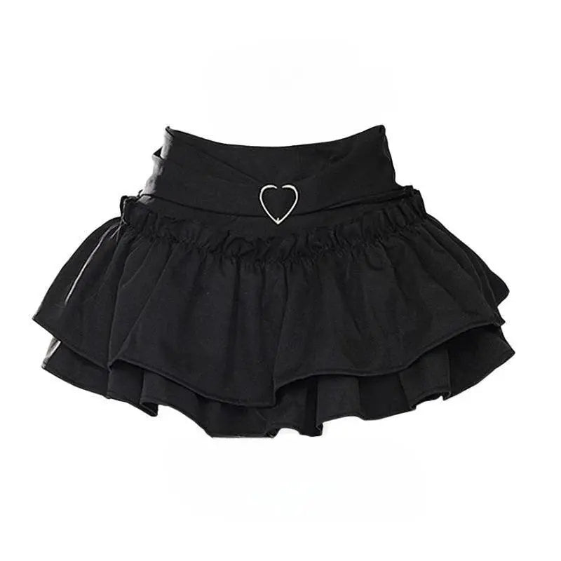 Puffy Cake Skirts Women Ruffles Chic Popular Sweet Spicy Girls Gothic All-match Korean Fashion Streetwear Summer Popular Y2k black - Tophatter Daily Deals