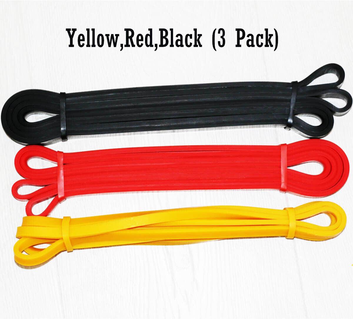 Heavy Duty Resistance Bands UK - Pull Up Assisted Power Lifting Tube Fitness Exercise Yellow Red Black (Set of 3) Exercise & Fitness - Tophatter Daily Deals