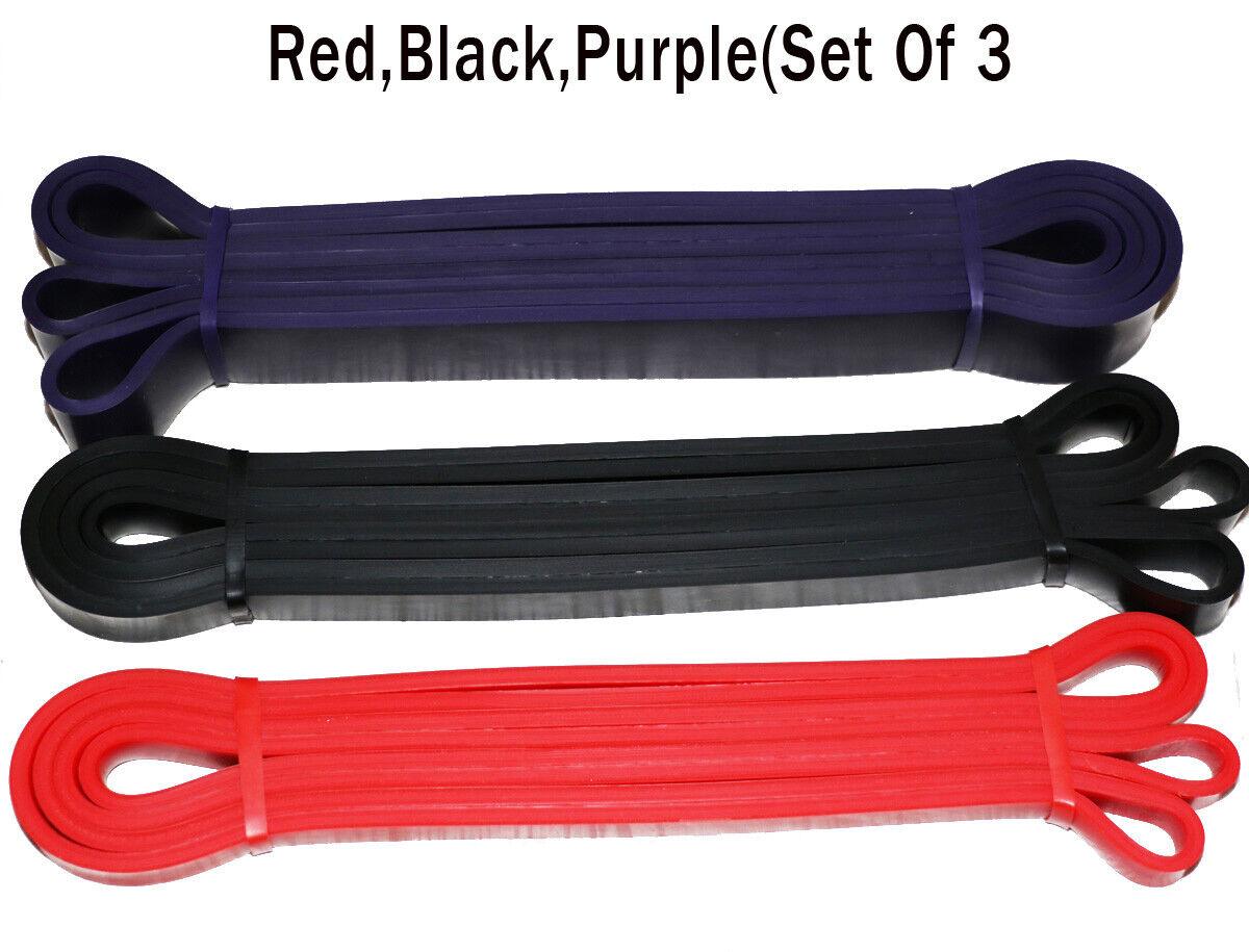 Heavy Duty Resistance Bands UK - Pull Up Assisted Power Lifting Tube Fitness Exercise Red Black Purple (Set of 3) Exercise & Fitness - Tophatter Daily Deals