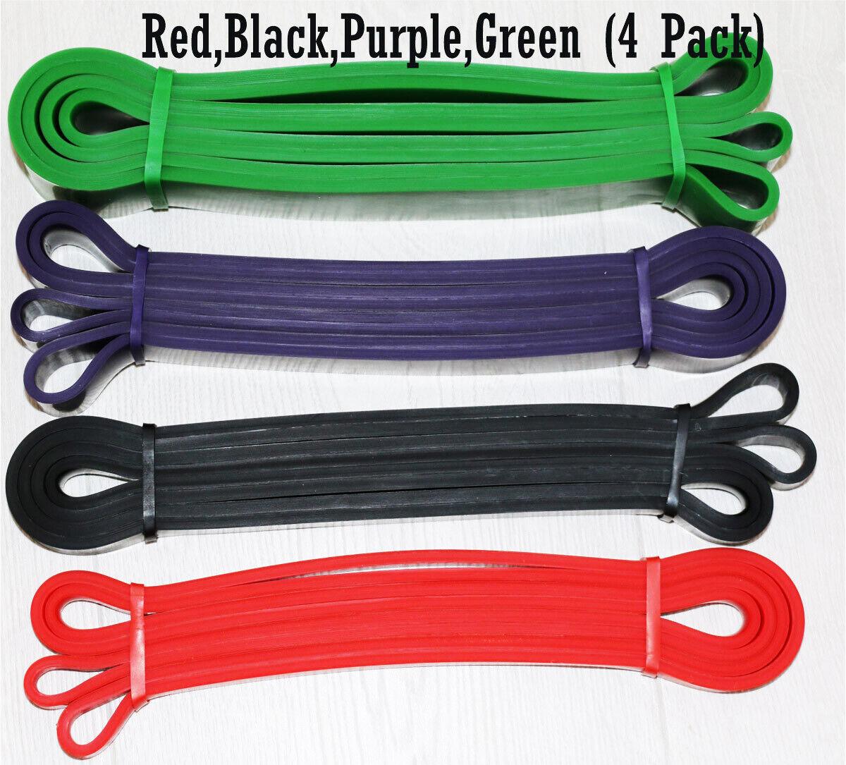 Heavy Duty Resistance Bands UK - Pull Up Assisted Power Lifting Tube Fitness Exercise Red Black Purple Green ( Set of 4) Exercise & Fitness - Tophatter Daily Deals