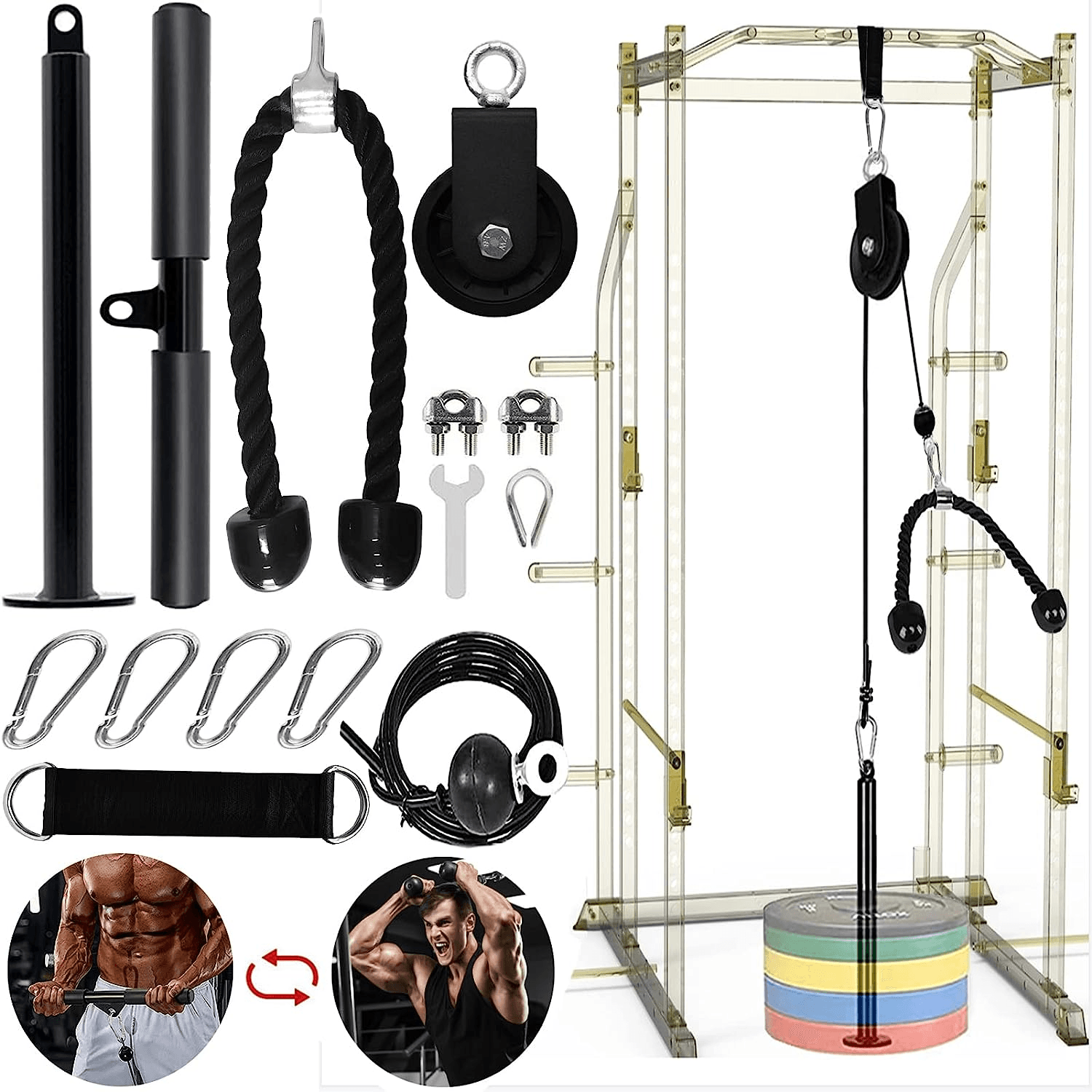Wall Mounted Cable Machine - Weight Cable Pulley System Gym DIY Pulley Cable Machine Attachment System Exercise & Fitness - Tophatter Daily Deals